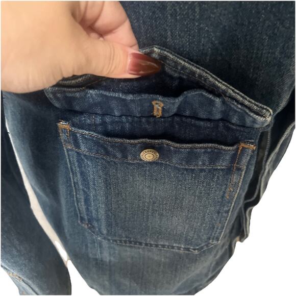 Ralph Lauren Vintage Denim Long Coat Button Front Small Collared - Picture 6 of 9